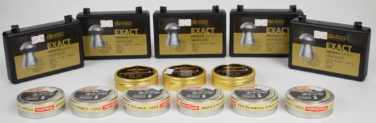 Fourteen tins and boxes of JSB Match Diabolo Exact .177 4.5mm 0.547g, Norma Golden Trophy FT .177