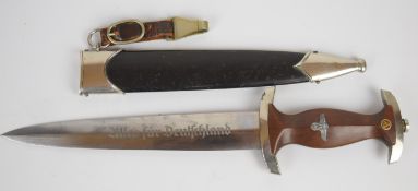 German WW2 Third Reich Nazi SA dagger with RZM M7/33 to ricasso, a 22cm double edged blade with '