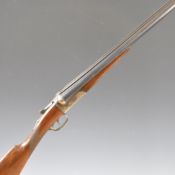 AYA 12 bore side by side ejector shotgun with named and engraved locks, engraved underside,