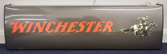 Browning and Winchester shotguns illuminated shop display or advertising sign,102cm long.