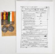 British Army Queen's South Africa Medal and King's South Africa Medal with clasps for Diamond