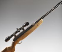 Unnamed underlever air rifle with semi-pistol grip, raised cheek piece, adjustable trigger and