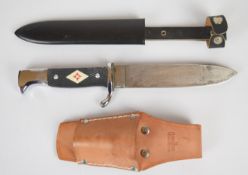 Post WW2 German scouting style knife with marker's mark Rich. A Herder to 14cm single edged blade,