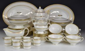 Wedgwood six place setting dinner and coffee service decorated in the Colonnade pattern, includes