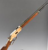 Deactivated Chaparral Repeating Arms Winchester 1866 .45 underlever-action rifle with plated