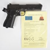 Deactivated Napoleon 9mm semi-automatic pistol with composite grips, fixed sights and 3.5 inch