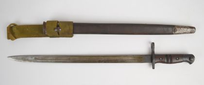 British 1913 pattern bayonet by Remington with some good stamps to ricasso, a 43cm fullered blade,