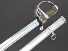 Portuguese Cavalry sword with fishskin wire covered grip, 85cm slightly curved blade and J912 to