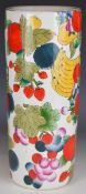 Contemporary sleeve vase decorated with fruit, H35cm