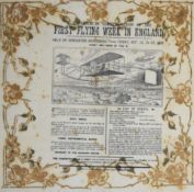 [Early Aviation] Printed crepe or paper tissue Souvenir in Commemoration of the First Flying Week in