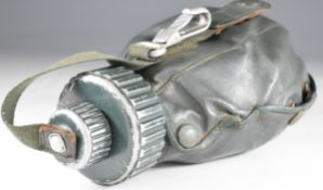Cold War West German aluminium water bottle and mug stamped P.S.L 152 / 69 B.G.S with leather cover