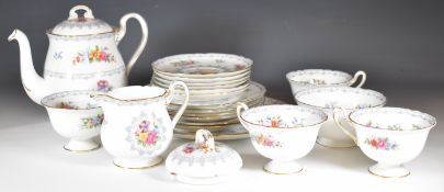 Shelley part tea set decorated in the Crochet pattern, approximately 20 pieces, tallest 21cm