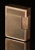 St Dupont of Paris gold plated lighter with chequered decoration, serial number BE1182, height 4.