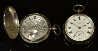 Two silver pocket watches, William Spark of London full hunter with subsidiary seconds dial,