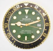 Rolex Oyster Perpetual GMT-Master II dealer's shop display advertising wall clock with green dial,