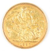 1887 Queen Victoria gold full sovereign