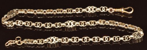 Victorian yellow metal chain/ necklace made up of faceted and pierced links, 32cm