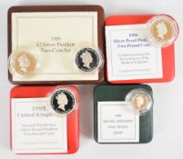 A collection of Royal Mint silver proof Piedfort coinage including 1989 £2 coin set, Bill of