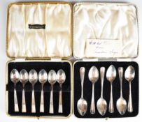 Two cased sets of six George VI hallmarked silver teaspoons, both sets Sheffield 1938, makers Viners