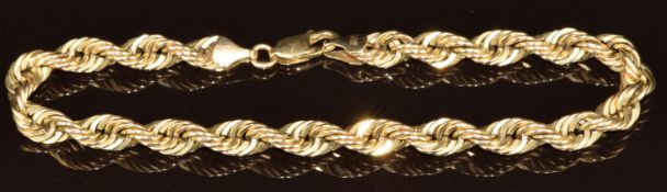 A 9k gold rope twist bracelet, 5.9g, 20cm