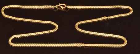 A yellow metal curb link necklace marked 916, 9.2g, 45.5cm