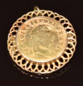 1797 gold coin in brooch mount, 3.8g