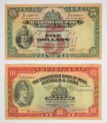 Two Hong Kong Chartered Bank of India, Australia & China banknotes, comprising 1944 $5 and 1948 $10