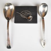 Hallmarked silver Arts & Crafts silver spoon, London 1934, maker WS HS, further unmarked spoon and