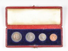 Victorian and later Maundy money comprising Edward VII 1906 4 pence, 1899 3 pence, 1838 2 pence