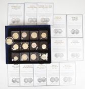 A collection of thirteen various silver coins in a fitted Westminster collector's case comprising