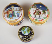 Three Halcyon Days porcelain and enamel boxes