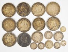 Nine Victorian silver crowns comprising 1887, 1889, 1889, 1890, 1891, 1892, 1893, 1899 and 1900