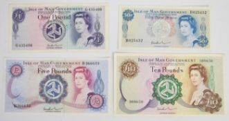 Four Isle of Man undated (1974-78) banknotes signed by J.W. Paul including 50 New Pence, £1, £5