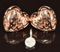 A pair of Links of London silver earrings and charm