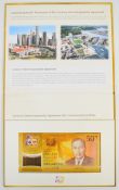 Pair of commemorative Singapore / Brunei $50 banknotes issued to celebrate 50 years of the Singapore