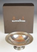 Boxed Mappin & Webb modern hallmarked silver tazza with beaded decoration, Sheffield 1999,