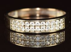 A 9ct gold ring set with cubic zirconia, 1.8g, size P