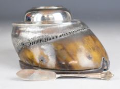 Victorian hallmarked silver mounted horse hoof inkwell, engraved '