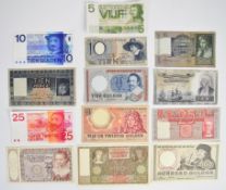 Thirteen Netherlands 1930-71 banknotes comprising 1953 10, 100 Gulden notes plus a 1955 25 Gulden,