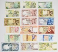 Eighteen Portugal 1964-2000 banknotes including a 1993 5000 Escudos and two consecutively numbered