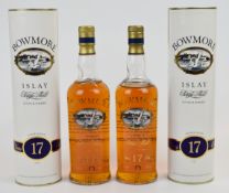Two bottles of Bowmore 17 year old Islay Single Malt Scotch Whisky, 43% vol, 70cl, in original