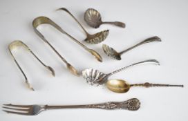 Victorian and later hallmarked silver cutlery to include sifter ladles, caddy spoon and King's