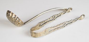 Georgian hallmarked silver sifter ladle, Exeter 1806, maker Richard Ferris and a pair of Georgian