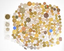 Mostly 20thC world tokens and medals including gaming, transport and commemorative tokens