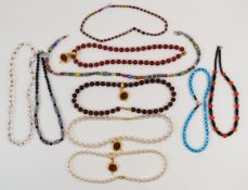 Ten beaded necklaces including Carolee examples, etc