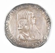 Charles II and Maria Anna Milan Italy Filippo 1666 silver coin or medallion, weight 28.3g