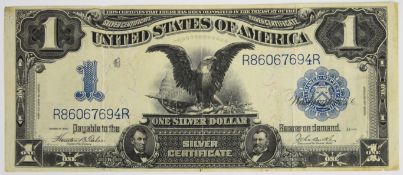 United States of America 1899 'Black Eagle' $1 silver certificate featuring both Abraham Lincoln and
