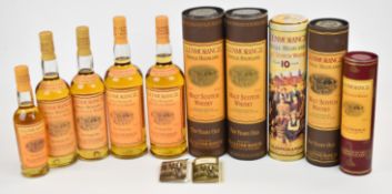 Five bottles of Glenmorangie 10 year old Single Highland Malt Scotch Whisky comprising two 1L, two