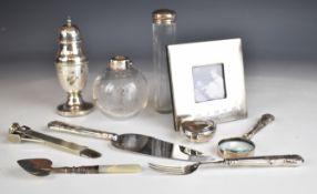 Hallmarked silver and silver mounted items comprising Concorde feature hallmarked photograph