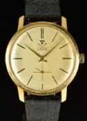 Thuya 18ct gold gentleman's wristwatch with subsidiary seconds dial, gold hands and hour markers,